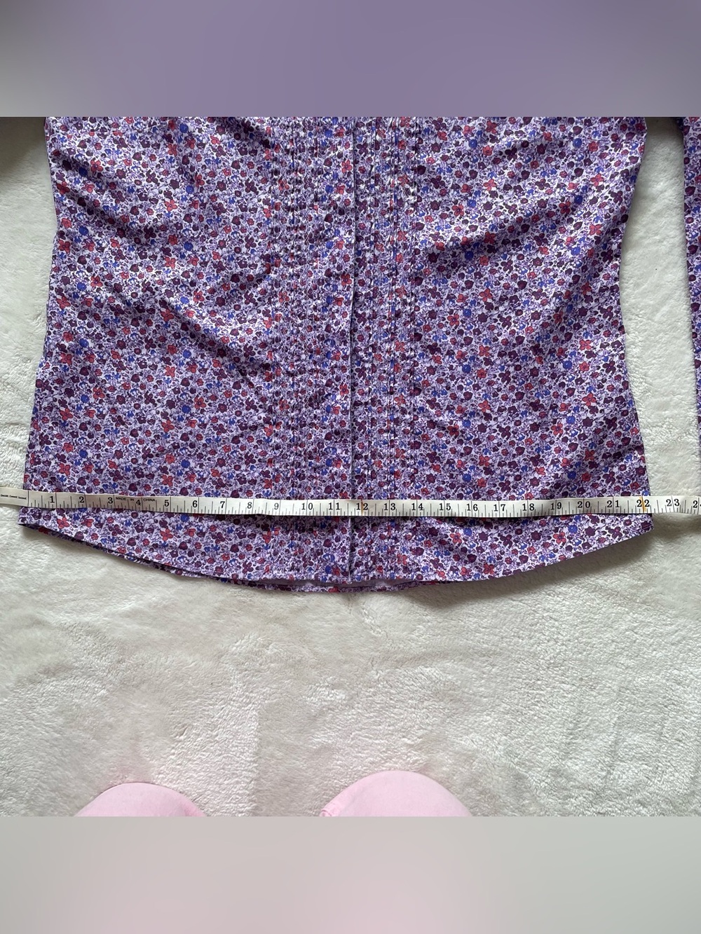 L.L. Bean Purple Floral Button-Down Shirt - Picture 10 of 12